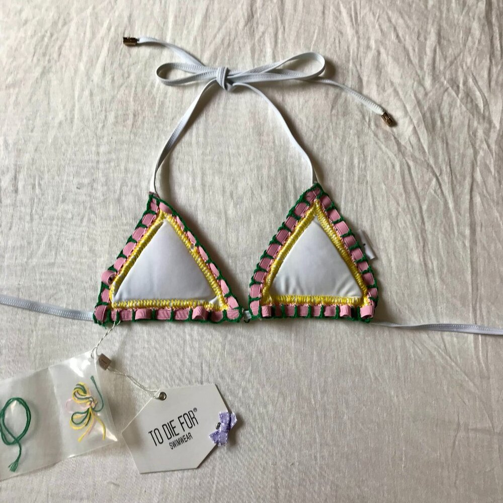 NWT 'To Die For' Crochet Trim Triangle Bikini Top